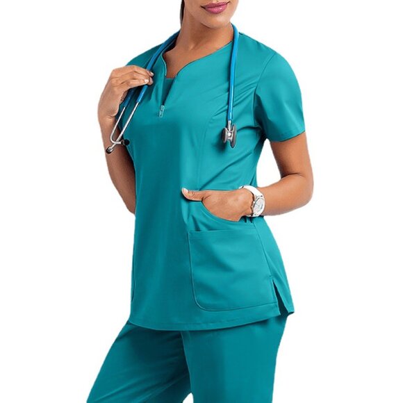 Premium Medical Scrubs Tops Only Comfort Fit Straight & Side Pockets 3 colors - Picture 2 of 4